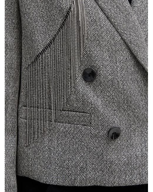 Sisley Gray Herringbone-Pattern Jacket