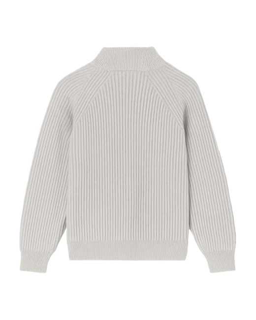 Grayed White High Neck Button Cardigan for men