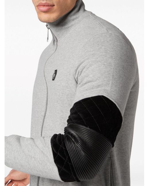 Philipp Plein Gray Logo Appliqué Jersey Jacket for men