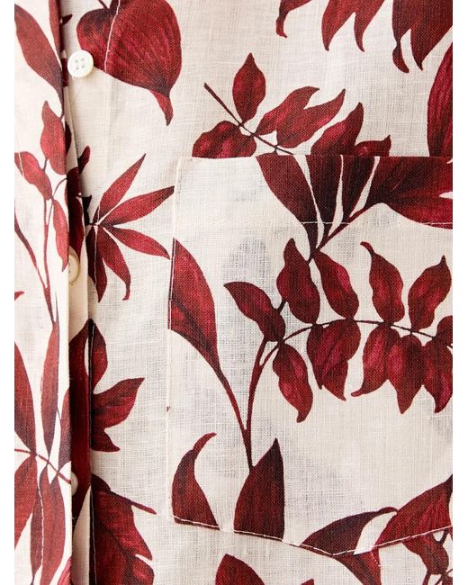 ViCOLO Red Leaf-Print Short-Sleeve Shirt
