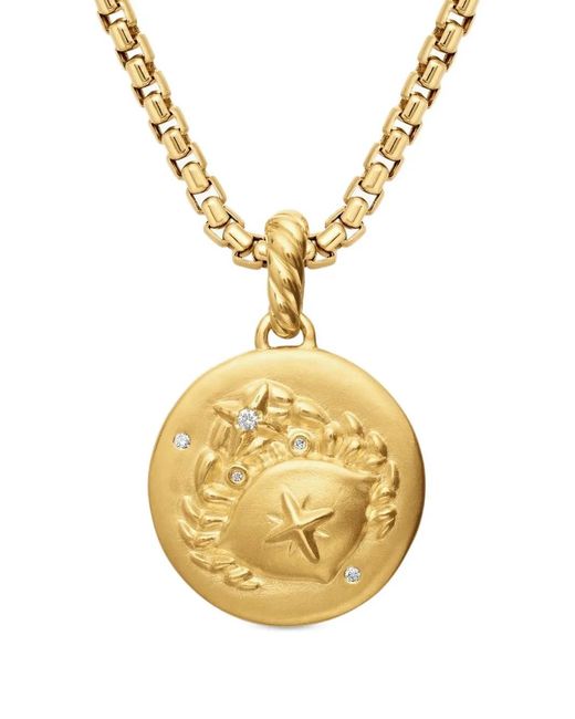 David Yurman Metallic 18K Cancer Diamond Charm Necklace