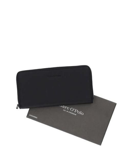 Marc O' Polo Black Logo-Debossed Zip-Around Wallet