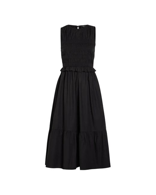 Rails Black Rialto Shirred Ruffled Midi Dress