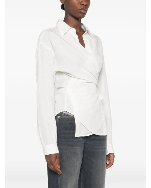 DIESEL White Blouse À Design Cache-Cœur