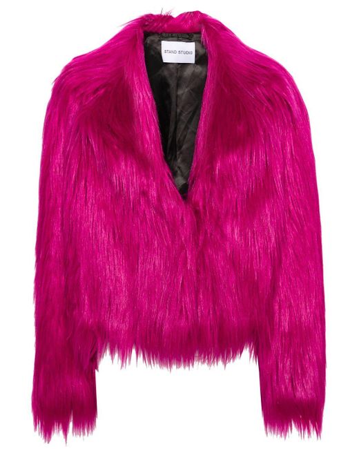 Stand Studio Pink Faux-fur Jacket