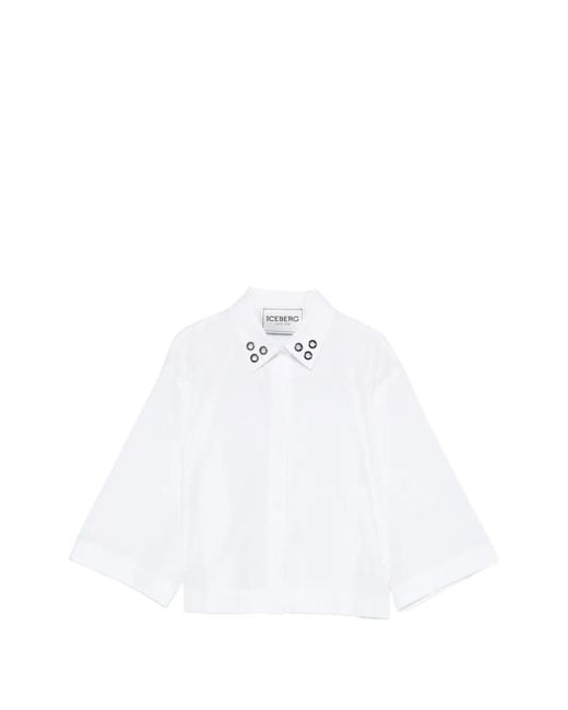 Iceberg White Eyelet-Detail Shirt