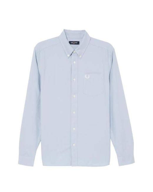 Fred Perry Blue Logo-Embroidered Shirt for men