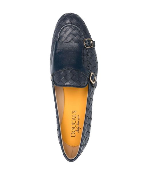 Doucal's Blue Interwoven Leather Loafers