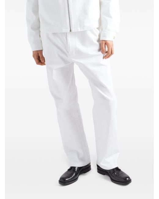 Prada White Mid-rise Loose-fit Trousers for men