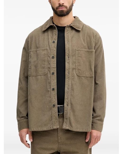 ARMANI EXCHANGE Brown Patch-Pocket Corduroy Shirt for men
