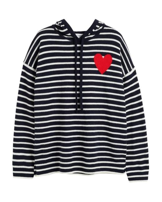 Chinti & Parker Blue Breton Heart Striped Hoodie