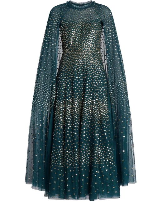 Needle & Thread Blue Cape-Kleid Mit Pailletten