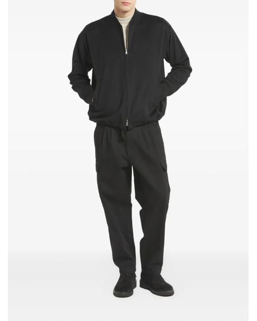 Barena Black Wool Zip-Front Bomber Jacket for men