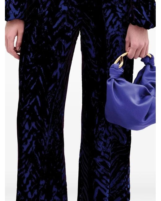 Silvia Tcherassi Blue Como Velvet Patterned Trousers