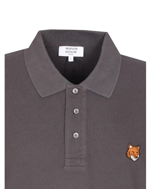 Maison Kitsuné Gray Cotton Polo Shirt for men