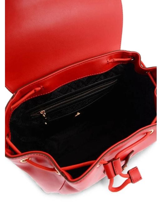 Moschino Red Logo-Plaque Backpack