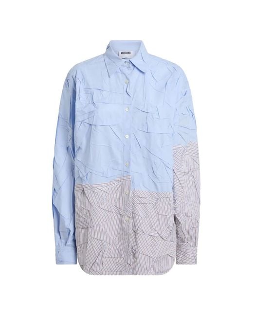 Moschino Blue Stretch Cotton Poplin Shirt