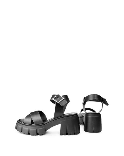 Altercore Black Sophia Crossover-Strap Buckled Sandals