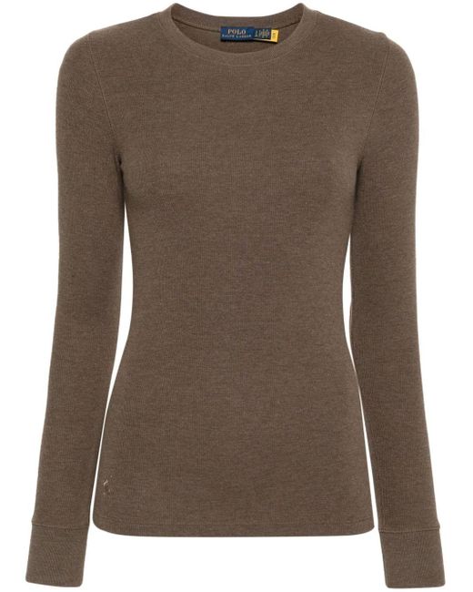Polo Ralph Lauren Brown Elbow-patch Ribbed Jumper