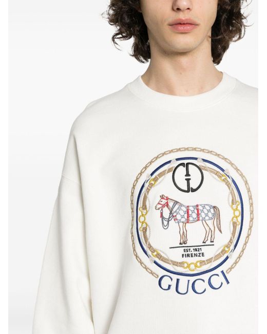 Gucci Katoenen Sweater Met GG-logo Borduurwerk in het White voor heren