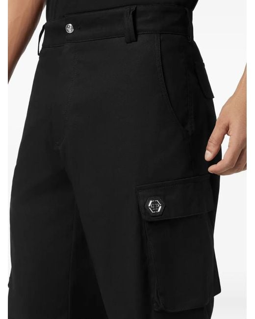 Philipp Plein Black Cargo Straight Trousers for men