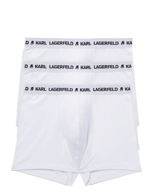Karl Lagerfeld White Logo-Waistband Boxers (Pack Of Three) for men