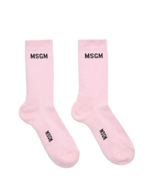 MSGM Pink Logo Socks