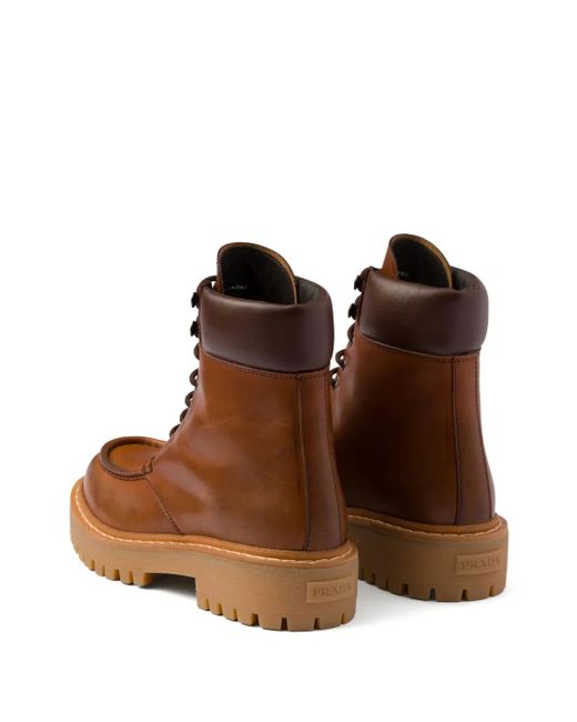 Prada Brown Stiefel Mit Profilsohle