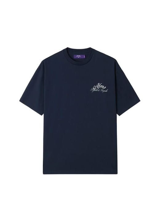 AFTERMATHS Blue Graphic-Print T-Shirt for men