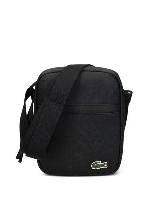 Lacoste Black Logo-Appliqué Messenger Bag for men