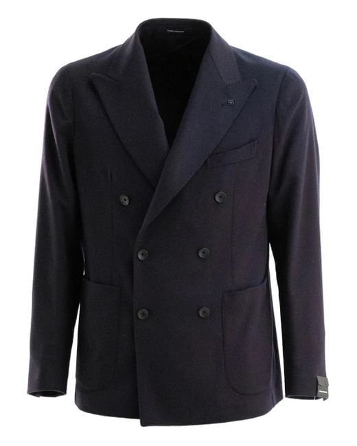 Tagliatore Blue Blazer À Boutonnière Croisée for men