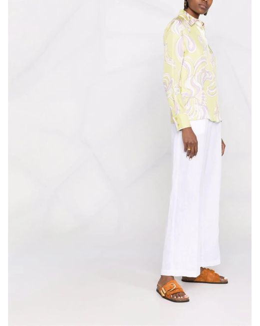 Aspesi White Elasticated Straight-Leg Trousers