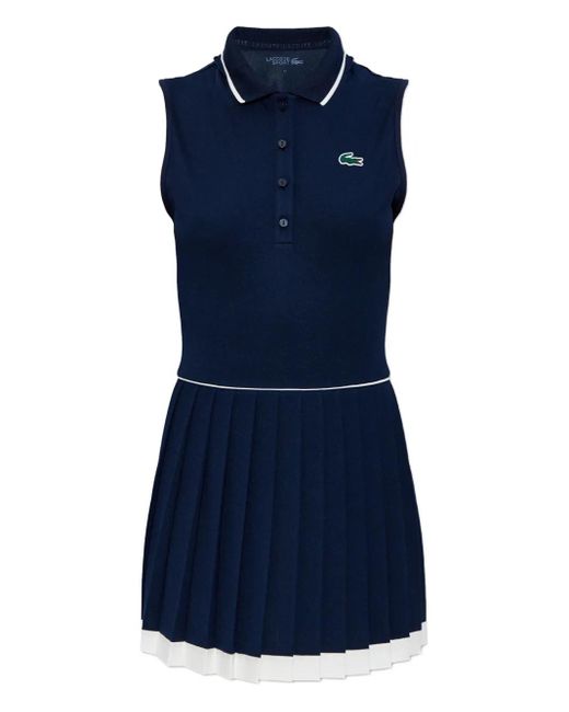 Lacoste Blue Logo-Embroidery Sleeveless Mini Dress