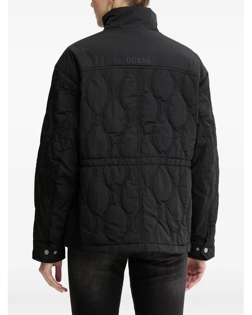 Guess Black Quilted Drawstring Jacket