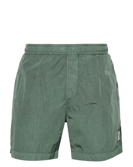 C P Company Green Logo-patch Swim Shorts for men