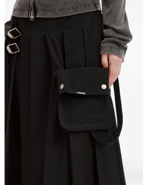 Musium Div. Black Pleated Buckle-Detail Palazzo Pants