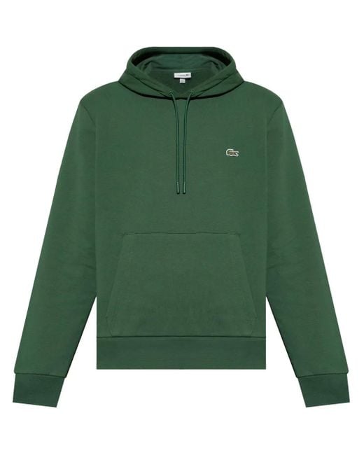 Lacoste Green Embroidered Fleece Hoodie for men