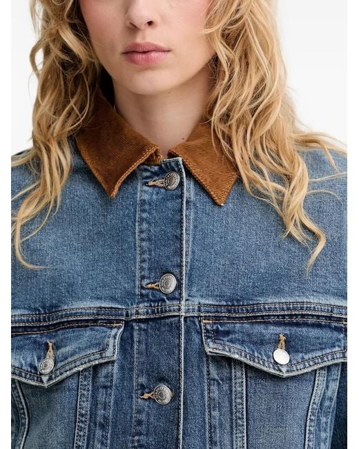 Marc O' Polo Blue Corduroy-Collar Denim Jacket