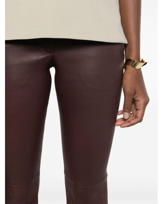 Arma Brown Leather Straight Trousers