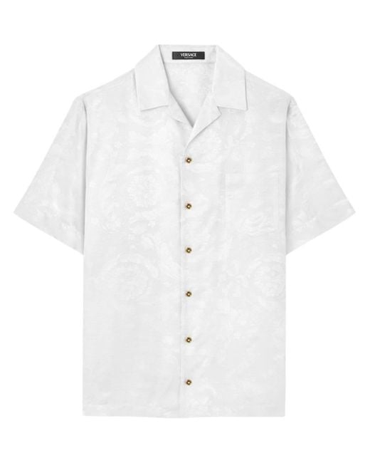Versace White Barocco-jacquard Shirt for men