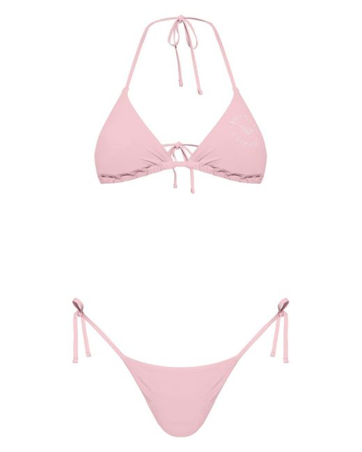 Emporio Armani Pink Logo-print Bikini Set