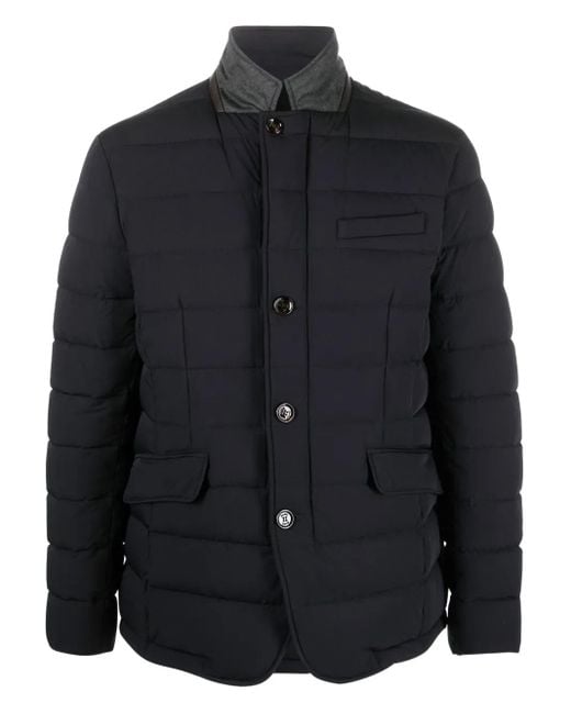 Moorer Black Zayn Quilted Snap-Button Jacket for men