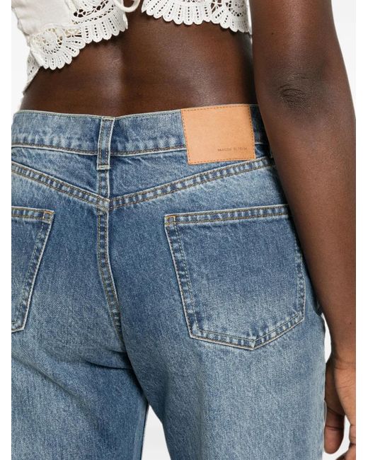 Magda Butrym Blue Faded-Effect Straight-Leg Jeans