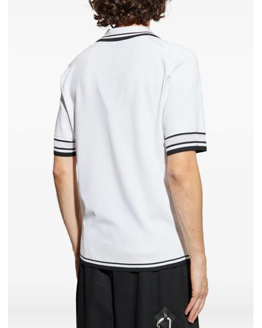 Dolce & Gabbana White Striped-Trim Polo-Neck Top for men