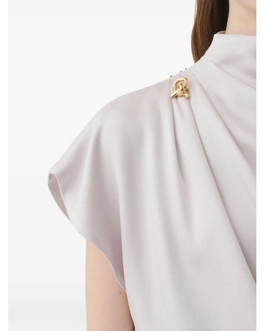 Fabiana Filippi White Draped-Detail Knot-Embellished Top