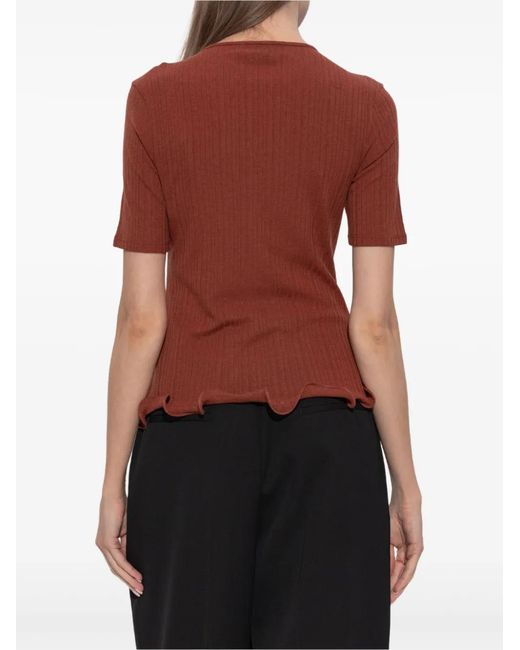 Top Con Dobladillo De Volantes Fendi de color Red