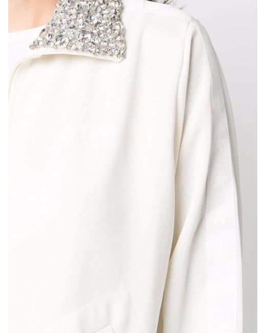 Golden Goose Deluxe Brand White Collar Sequins Embellished Track Jacket