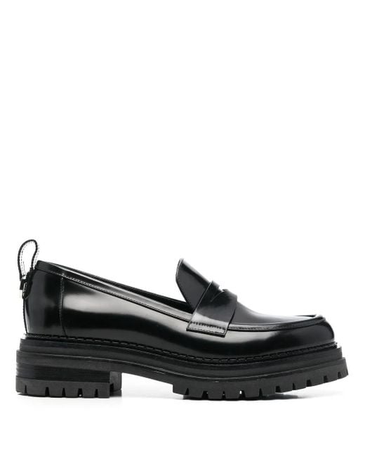Sergio Rossi Black Jet Leather Slip-On Flats