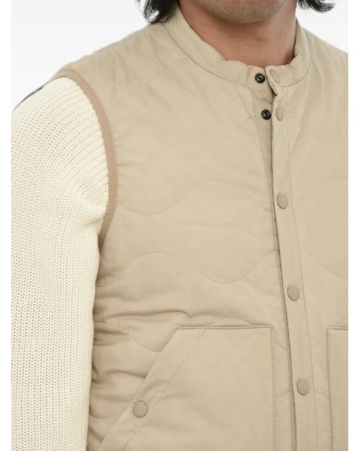 Woolrich Natural Quilted Sleeveless Gilet for men