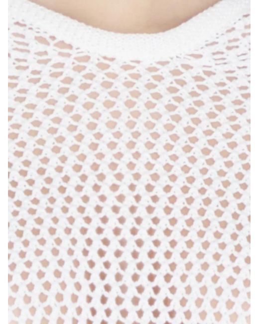Antonelli White Perforated-Pattern Hooded Sweater